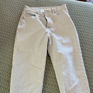 Old Navy Women's Blue Striped Sky High Straight Leg Jeans
